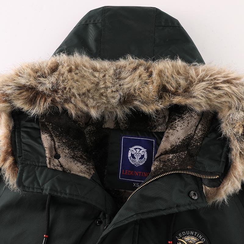 Men's Winter Coat - New Warm Hooded Jacket with Gold Print, Loose Casual Overcoat, Suitable for Cold Weather, Machine Washable, Thick & Comfortable Fleece Lining Menswear Tops