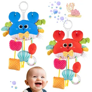 Baby Car Seat Toys, Crib & Stroller Hanging Crab Toy with Clip and Rattles, Travel Comfort Toy for Newborn Infant Gifts, Ideal for Outings, Tummy Time, or Cozy Cuddles at Home, Crib & Play Gym Baby Christmas Gift for Toddlers