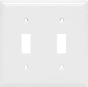 Power Gear Double Wall Plates Cover, 2 Gang, Light Switch Cover, 0.32" X 4.47", Outlet Covers, Screws Included, White, 44756 Jasco Products Company LLC