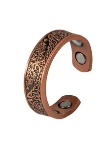 New Vintage Pure Copper Ring, Copper Tone, Magnetic Design, Open Adjustable, Casual Style, All Seasons, for Men and Women