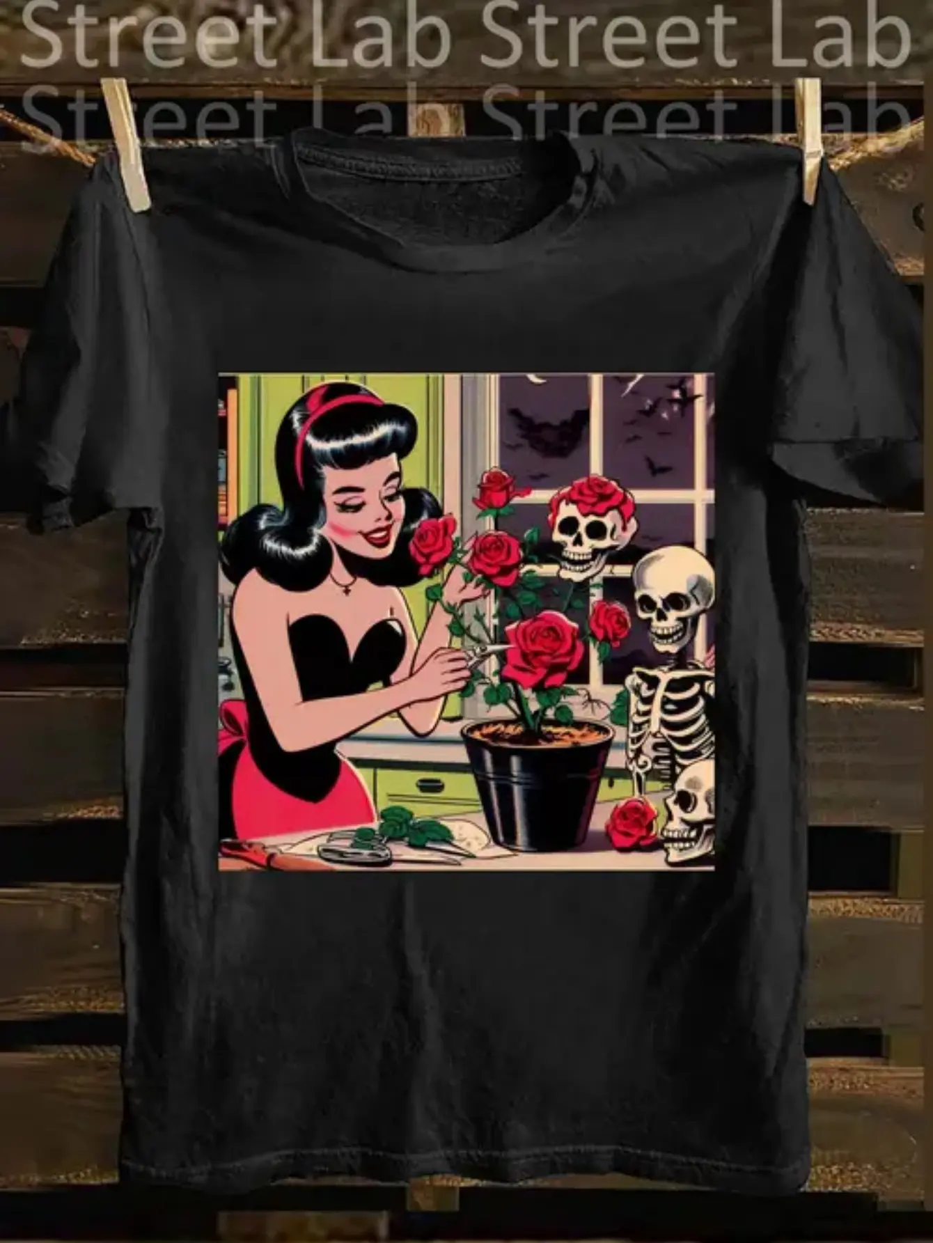 Funny Unisex T-Shirt with Retro 50s Pin-Up  Happy unisex soft cotton short sleeve t shirt, vintage graphic casual tee for men women teens, perfect birthday holiday gift for camping travel gym daily street  wear