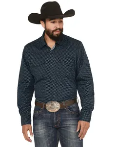 Wrangler Men's Retro Men'S Geo Print Long Sleeve Snap Western Shirt - 112369616