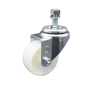 Service Caster SCC-TS20S314-NYS-121315 Nylon Swivel Threaded Stem Caster, Threaded Castors with 3 x 1.25 in. White Wheel, 0.5 in. Stem