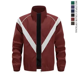 Men’s Spring/Autumn Stand Collar Reflective Striped Sports Jacket — Outdoor Windproof Waterproof Quick-Dry Jacket, Available in Multiple Colors, Ideal for Night Running, Commuting, and Fitness