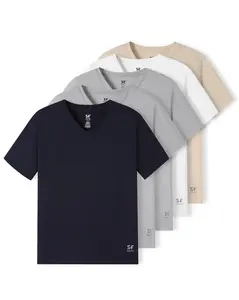 SF SmartFit Men's V-Neck T-Shirts, 5-Pack Undershirt (Classic Neutrals)