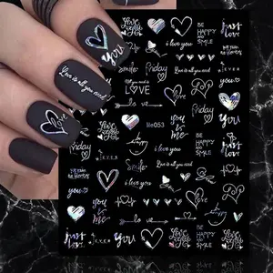 3D Laser Heart Nail Stickers Kit - Gold Silver Flower Star Designs, Eco-Friendly, Self-Adhesive, Waterproof Bubble-Free, 600 Mix Pack, Quick Fit, Easy Release, Glossy Finish for DIY Nail Art