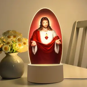 Mary & Jesus Decorative Night Light, Crystal Lamp Design, Warm Eye-Care LED Lighting, Perfect for Religious Home Decoration