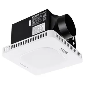 VEVOR Bathroom Ceiling Vent + Light Exhaust Fan, 80 CFM High-Efficiency Ventilation, 1.5 Sones Low-Noise All-Copper Motor, 48W Energy-Efficient, Corrosion-Resistant, 7.68"x7.6" Galvanized Steel Body, 5.8 lbs, No Attic Access Needed, Fits Various Ceilings