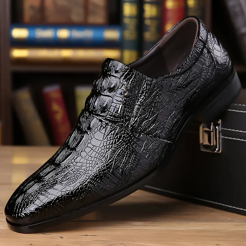 Men's 1901 Collection Business Casual Slip-On Loafers, Solid Color Pointed Toe, Faux Upper/Inner, Rubber Sole, All-Season Work Office Footwear for Daily, Wedding