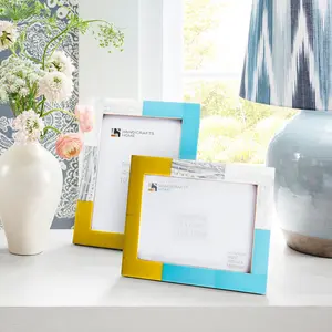 Handicraft Home Handmade Mondrian Driftwood Picture Frame Wood & Resin Inlay Multicolor– 3 Sizes (Pack of 2)