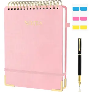 Aesthetic Top Spiral Notebook, A4 Large Linen Hardcover Top Bound Steno Pads, 240 Pages 100gsm Thick Lined Paper Left Handed Notebook Journal for Work, School, Church Writing - , 8.5" x 11"