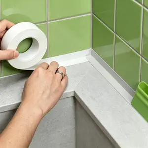White Waterproof Caulk Tape 3.2M Self-Adhesive Seal Strip, Leakproof Edge Trim for Bathroom Kitchen Sink Toilet Bathtub, Easy Install Durable Sealing