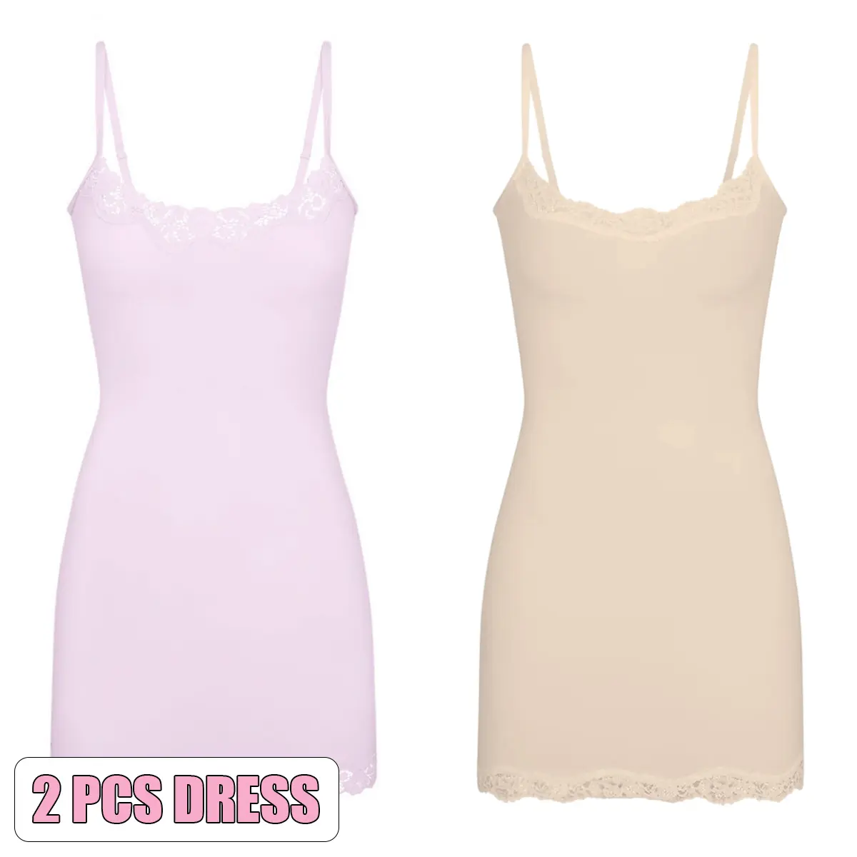 2pcs Dress(Pink/Beige)