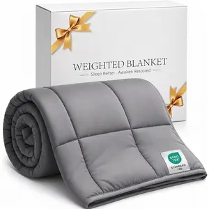 Weighted Blanket 15lbs (48”x72”,Grey) Twin Size Soft Cooling Heavy Blanket for Sleeping, Breathable All Season Comfort with Premium Glass Beads, Machine Washable