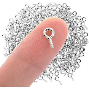 300PCS Silver Screw Eye Pins Small Mini Threaded Eye Hooks Eyelets Clasps for Crafts Jewelry Making