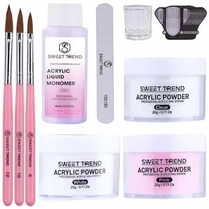 Acrylic Nail Art Kit, Acrylic Nails Kit, 10pcs/set Acrylic Powder & Liquid & Brush & Paper Holder & Nail File, Professional Nail Care Manicure Nail Art Kit for Women & Girls