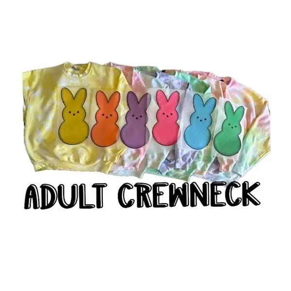 *Made to Order* Adult size CREWNECK, Easter, peeps, matching mom and me multi colored tiedye crewneck Tops  Sweatshirts Comfortable