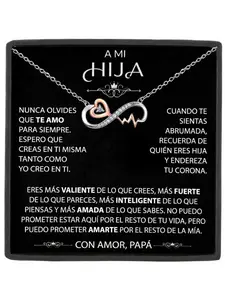To My Daughter Forever Love Infinity Heartbeat Necklace with Card and Gift Box Birthday/Graduation/Christmas Gift Sentimental Gift From Dad
