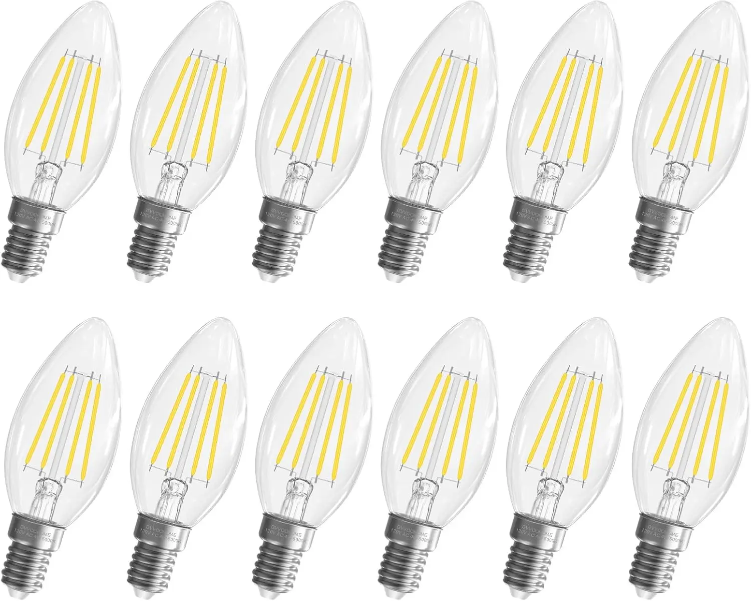 E12 Candelabra Bulb, 5000K Cool White LED Chandelier Light Bulbs, 40 Watt Equivalent, Non-Dimmable B10 Clear Glass Candle LED Bulbs, 400 Lumens for Ceiling Fans, 90+CRI, 12 Pack| 12 Pack, 40 Watt Equivalent E12 LED Bulb, Candelabra Light Bulbs for