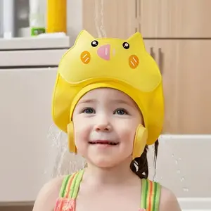 Adjustable Baby Silicone Shower Cap, Cute Pig Cartoon Ears Design, Soft Non-Toxic Bath Hat, Safe Fun Baby Bath Accessories