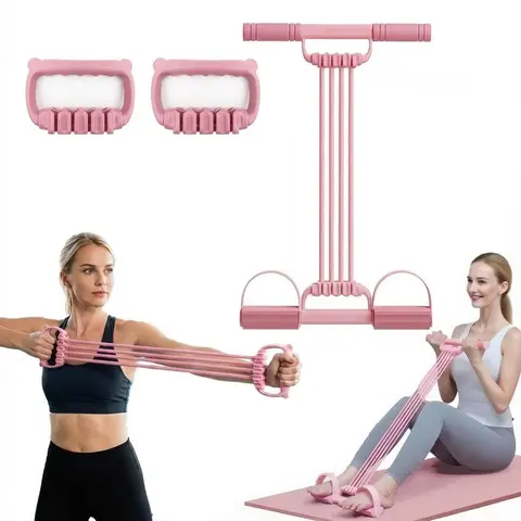 Unisex 8-Tube TPE Elastic Resistance Bands Yoga Pedal Puller - Multi Functional Stretching Gear, Yoga Stretching Rope for Home Gym Exercises (No Need for Gym Membership)