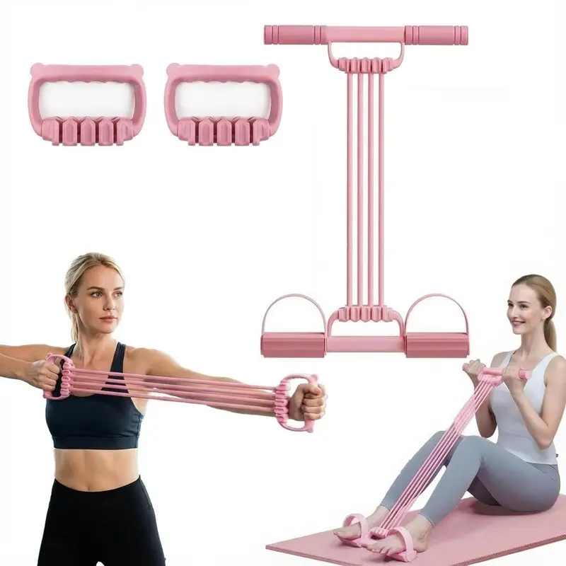Unisex 8-Tube TPE Elastic Resistance Bands Yoga Pedal Puller - Multi Functional Stretching Gear, Yoga Stretching Rope for Home Gym Exercises (No Need for Gym Membership)