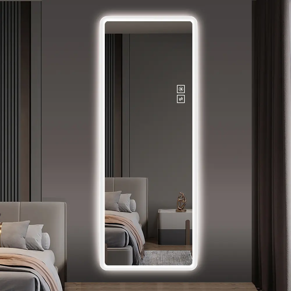 65 in. Full Length Mirror Lighted Vanity Body Mirror LED Mirror Wall-Mounted Mirror Big Size Rounded Corners full length mirror