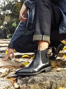 Men's Fall Winter Fashion Outdoor Pointed Toe Chelsea Boots, Slip-On Short Boots, Trendy Men's Shoes, Casual Wear