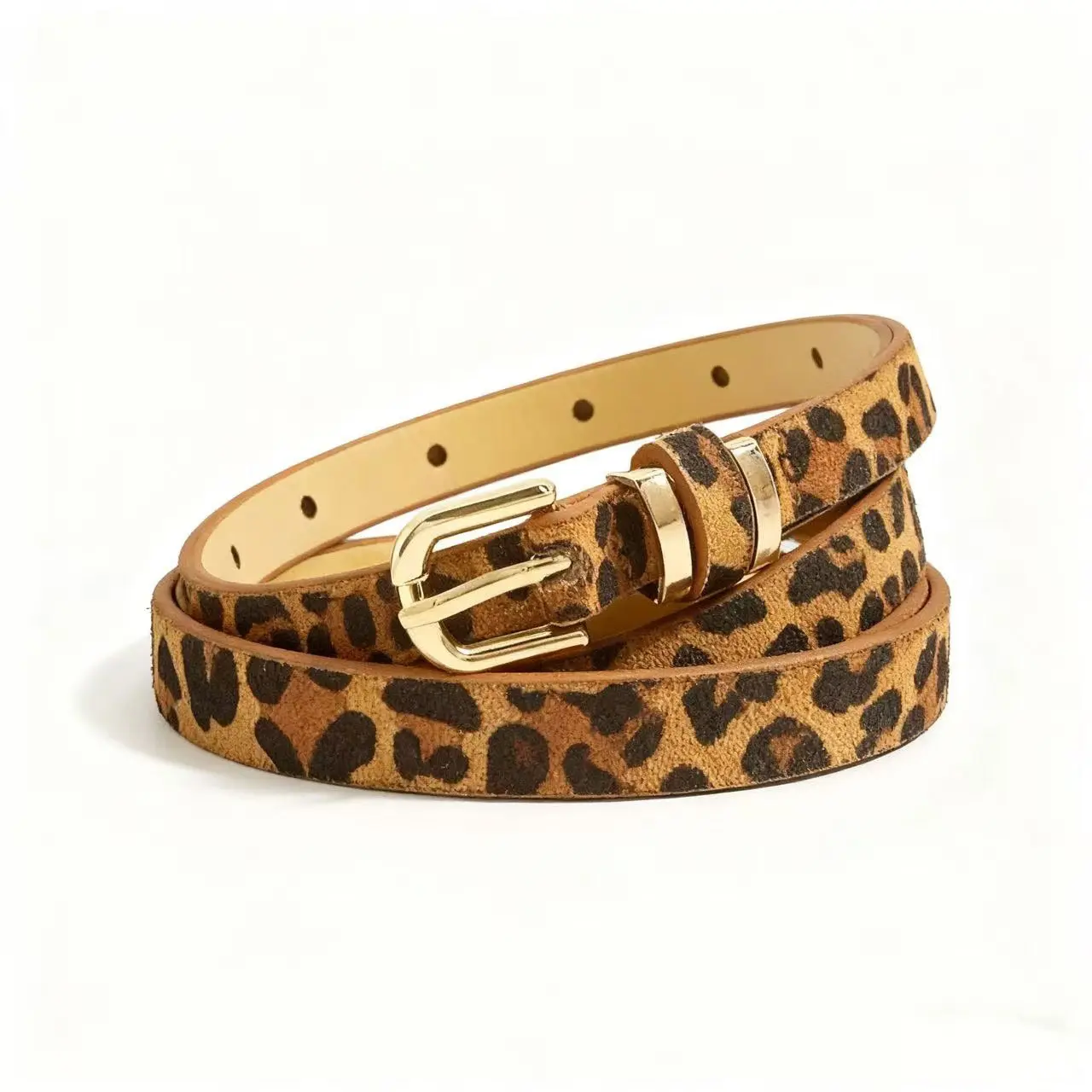 Band-Shaped Women's Skinny Leopard Belt - 1.3cm Wide × 100cm Long Slim Waist Cincher for Jeans, Dresses, Belts, Band-Shaped Women's Belts