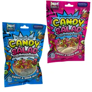 2 Packs Sweet & Sour Gummies – Mixed Candy Salad Gummies – Fun Shapes – 5.29oz Bags – Flavor Burst Chewy Treats