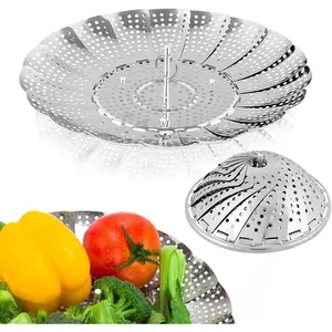 Vegetable Steamer Basket, Premium Stainless Steel Veggie Steamer Basket - Folding Expandable Steamers to Fits Various Size Pot Small by  (5.5" to 9.2")