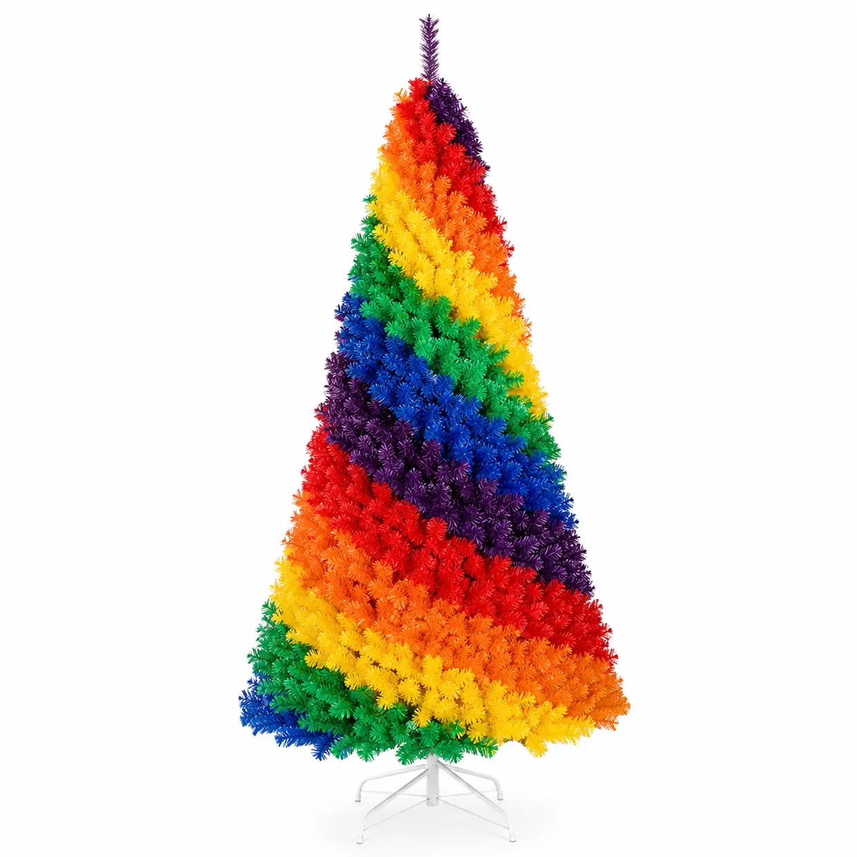 6ft Rainbow Spiral Christmas Tree, 1248 Branch Tips, Colorful PVC Artificial Holiday Tree with Unique Spiral Design, Full & Lush Shape, Sturdy Metal Stand for Indoor Christmas Decoration