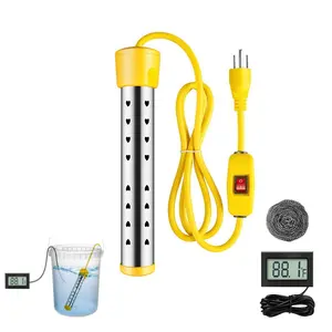 Portable Water Heaters 1500W, Immersion Water Heater Electric with Digital LCD Thermometer, Bucket Heater with 304 SS Guard  Heating Suitable for Small Pools, Bathtubs, Buckets, Tanks