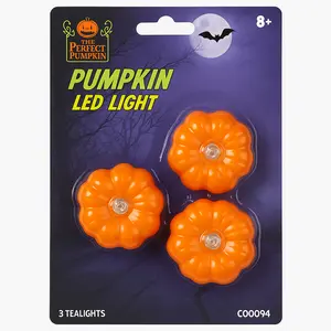 Halloween LED Pumpkin Tea Lights - Set of 3