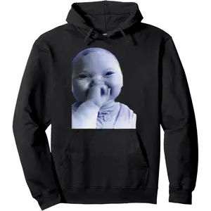 Funny Holding Back A Laugh Ai Baby Laughing Meme Pullover Hoodie