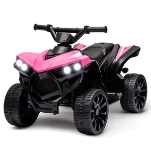 【Christmas Gift】Pink Kids ATV 4 Wheeler, 6V Ride on Toy with 1.8MPH Max Speed, Wear-Resistant Wheels, Music & Foot Pedal, Battery Powered Electric Quad Car for Kids Toddlers