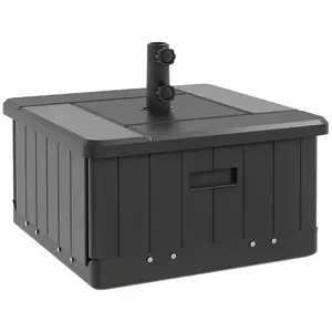 3-in-1 Outdoor Umbrella Base with Wheels and Handles – End Table, Flower Box Planter with Hole, 175 lbs Fillable Capacity, Fits 1.5"/1.9" Poles, 2 Wheels & 2 Handles, for Patio, Garden, Black