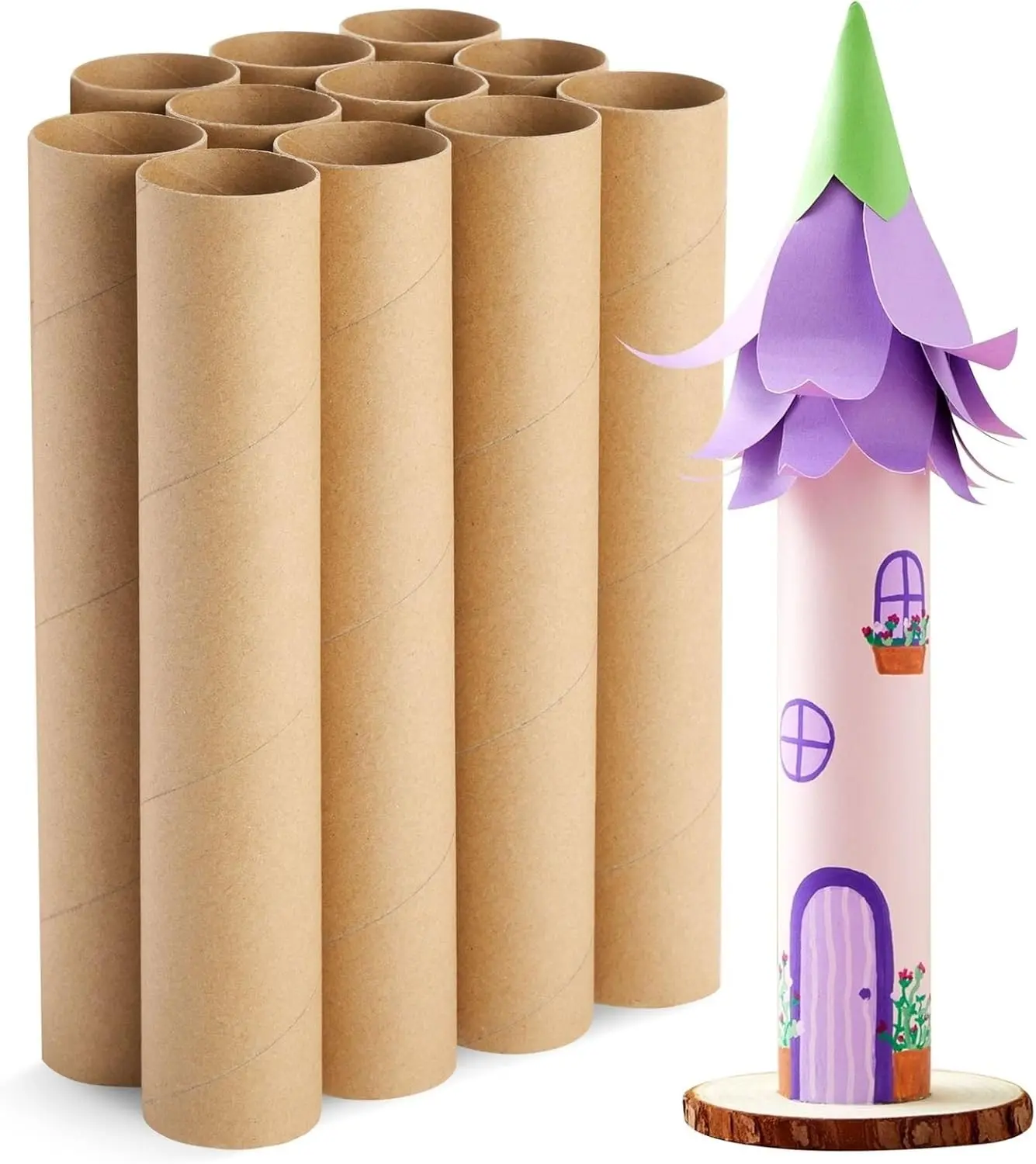 Brown Cardboard Tubes - 12-Pack Bulk Pack, 1.75x10 in, Home & Bathroom Supplies for Crafts-DIY Projects, Brown Tubes