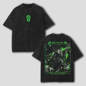 Warhammer 40K Necron Washed Graphic Tee Vintage Crewneck Shortsleeve Tshirt gifts men shirt Cotton Fabric Soft Top Menswear warhammer 40k back to school shopping 90s