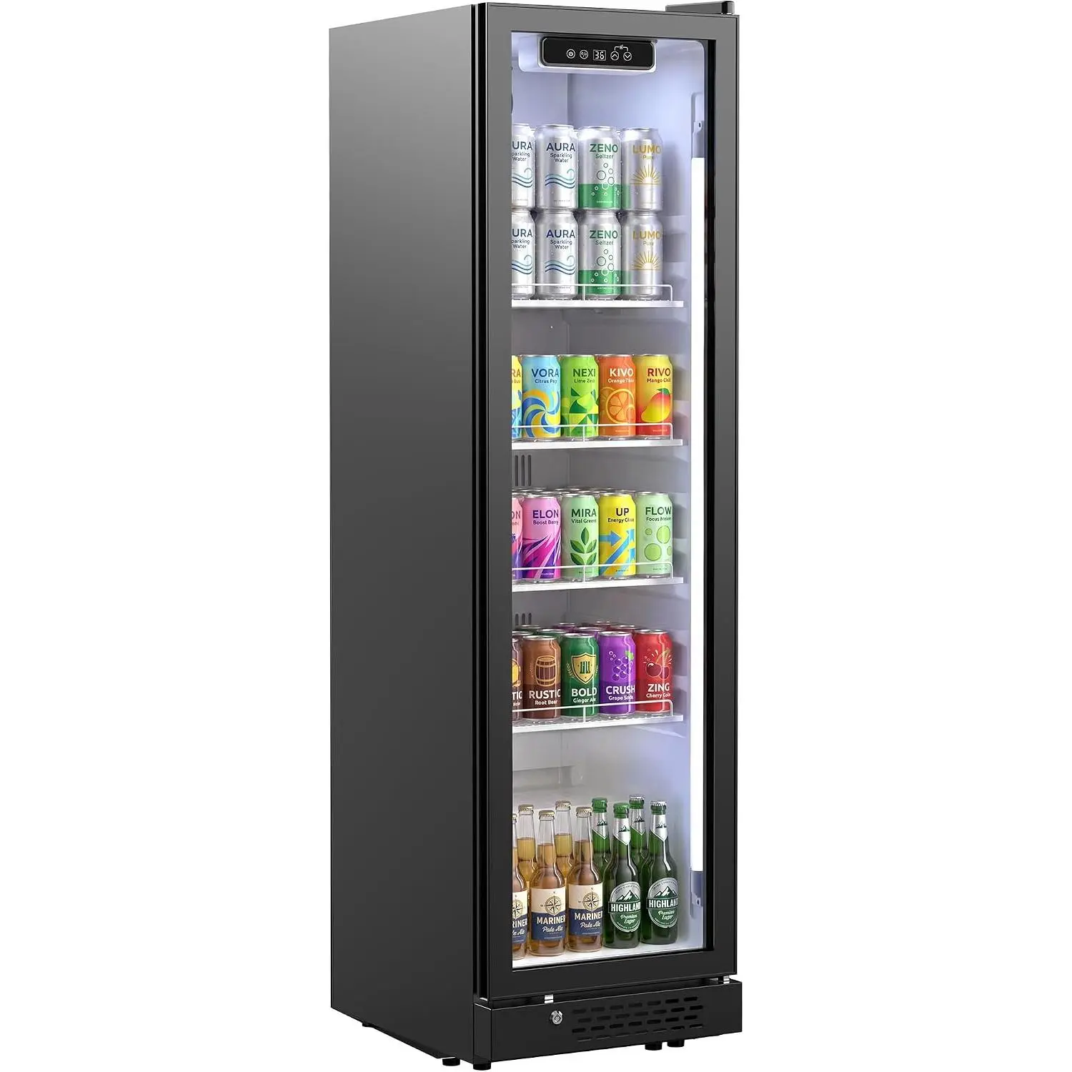 Upstreman Commercial Beverage Refrigerator, 6.9 Cu.Ft/195L Glass Door Display Refrigerator, Beverage Cooler Fridge with 4 Adjustable Shelves, LED Light, Merchandiser Cooler for Home, Bar, Office