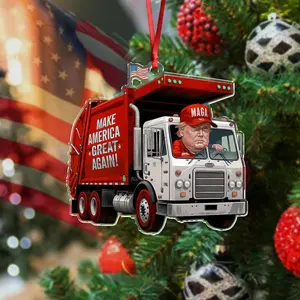 Trump Garbage Truck Make America Great Again 2D Print Acrylic Ornament for Christmas Tree Car Mirror Home Decor Personalized Keepsake