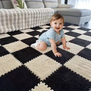 20pcs Pieces Puzzle Play Mats, Plush carpet anti-slip floor mat, Soft Baby Play Mat, Kids Interlocking Foam Floor Tiles, Toddlers Carpet Playmats, Suitable for living rooms, bedrooms, baby rooms, offices and game rooms