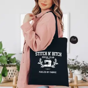 Sewing Tote Bag, Stitch N Bitch Tote Bag, Sewing Mom Tote Bag, Sewing Machine Tote Bag, Grandma Tote Bag, Gift For Sewer, Canvas Tote Bags #655