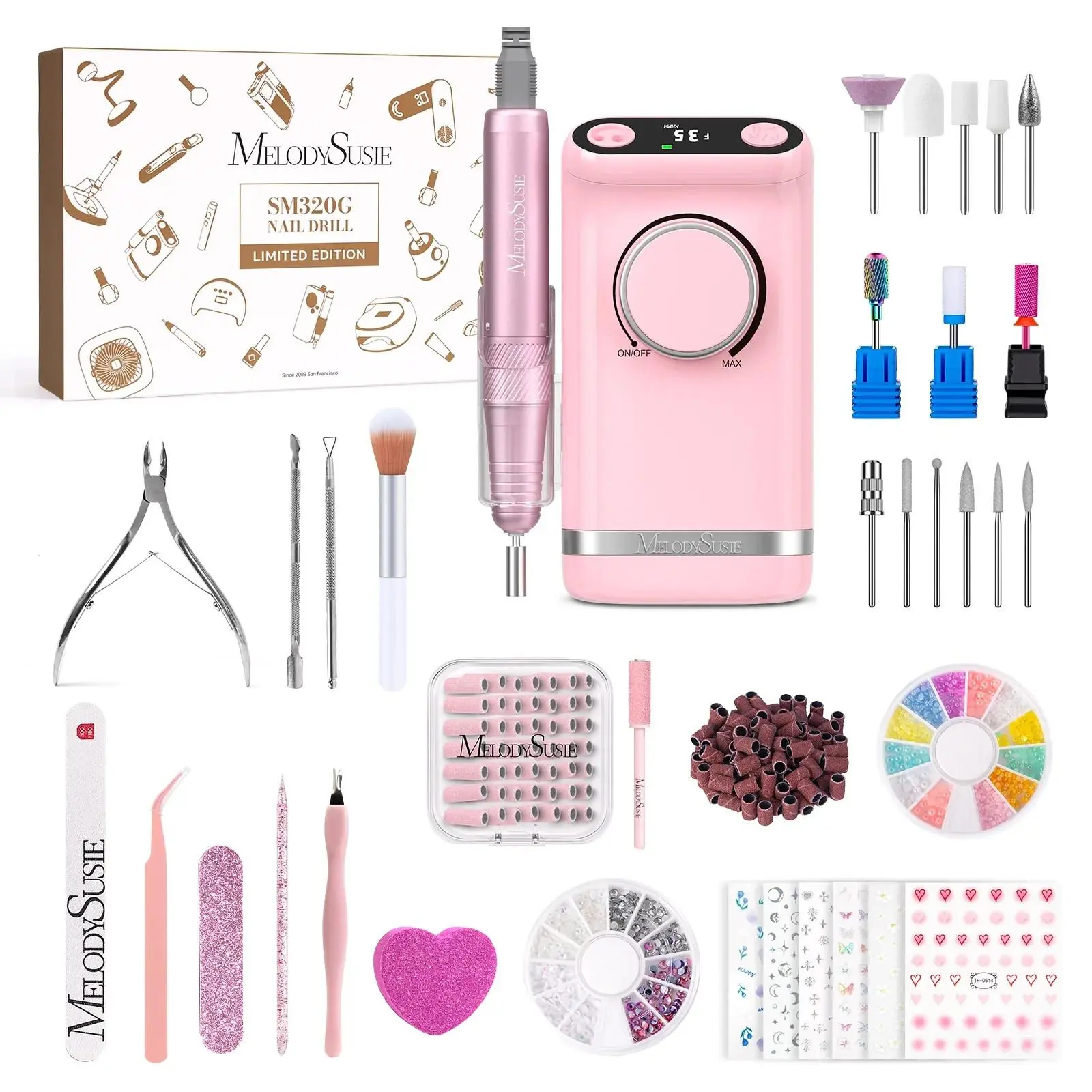 MelodySusie 16th Anniversary Gift Box, Professional Nail Drill Kit with 35000 RPM Rechargeable E-File, 18-24H Battery for Salon Use, Acrylic & Gel Nails, Beauty Products, Manicure, Nail Art