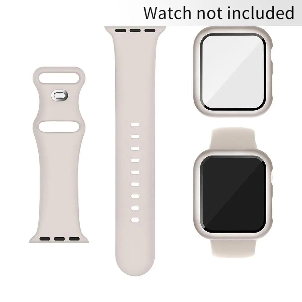 Silicone Watch Band & Protector Case Set (No Watch), Sport Watch Band & Screen Protector for iWatch 45mm 44mm 41mm 40mm