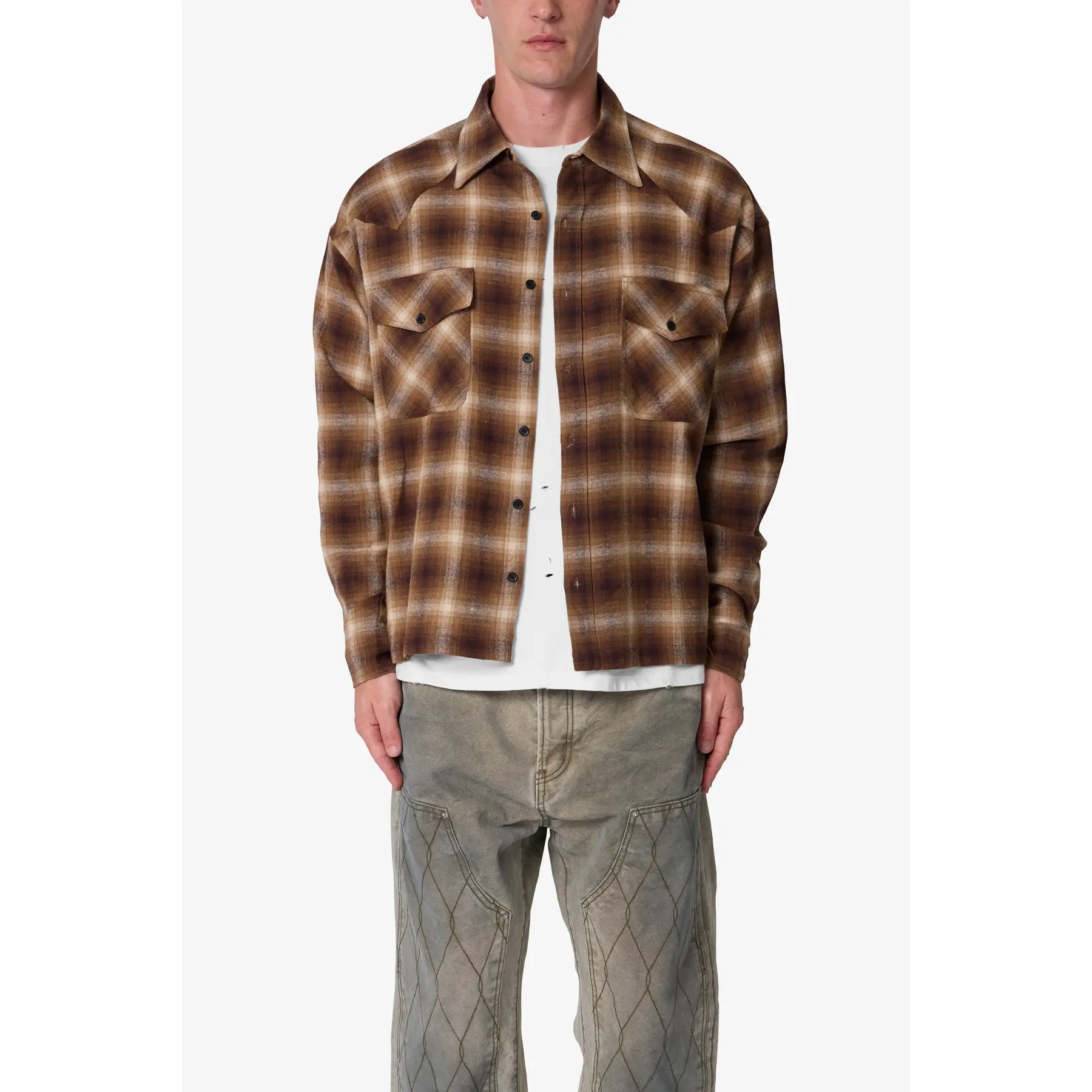 mnml Western Flannel Shirt - Brown