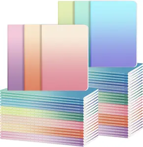 Kraft Notebooks Journals in Bulk, Lined Paper, 72 Pages 36 Sheets, 80GSM, 8.3x5.5 Inch A5 Size, Travel Writing Notebook for Office School Supplies (Lined-48pack, Gradient)