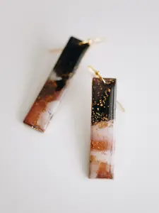 Sienna  - Handmade Polymer Clay  Earrings - Marbled Inspired - Bar Dangle Earrings - Women's Accessories - Resin Jewelry - Hypoallergenic Jewelry