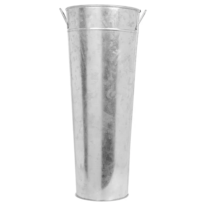Galvanized Metal Cylinder Vase - 15 High - Silver and Bronze - Home Decor