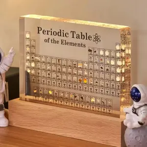 Acrylic Real Elements Periodic Table Mendeleev Periodic Table Figurine Display Science Ornament Room Decoration Desk Accessories Gift Collectible Room Decor